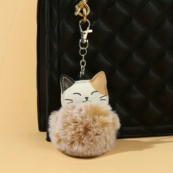 Cat Pom Pom Keychain Bag Charm - Picture 3 of 4